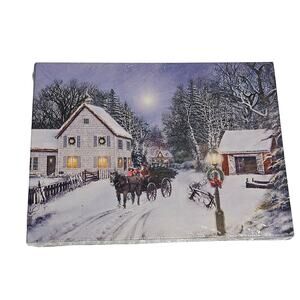 Small Christmas Winter Holiday Canvis Print Lighted